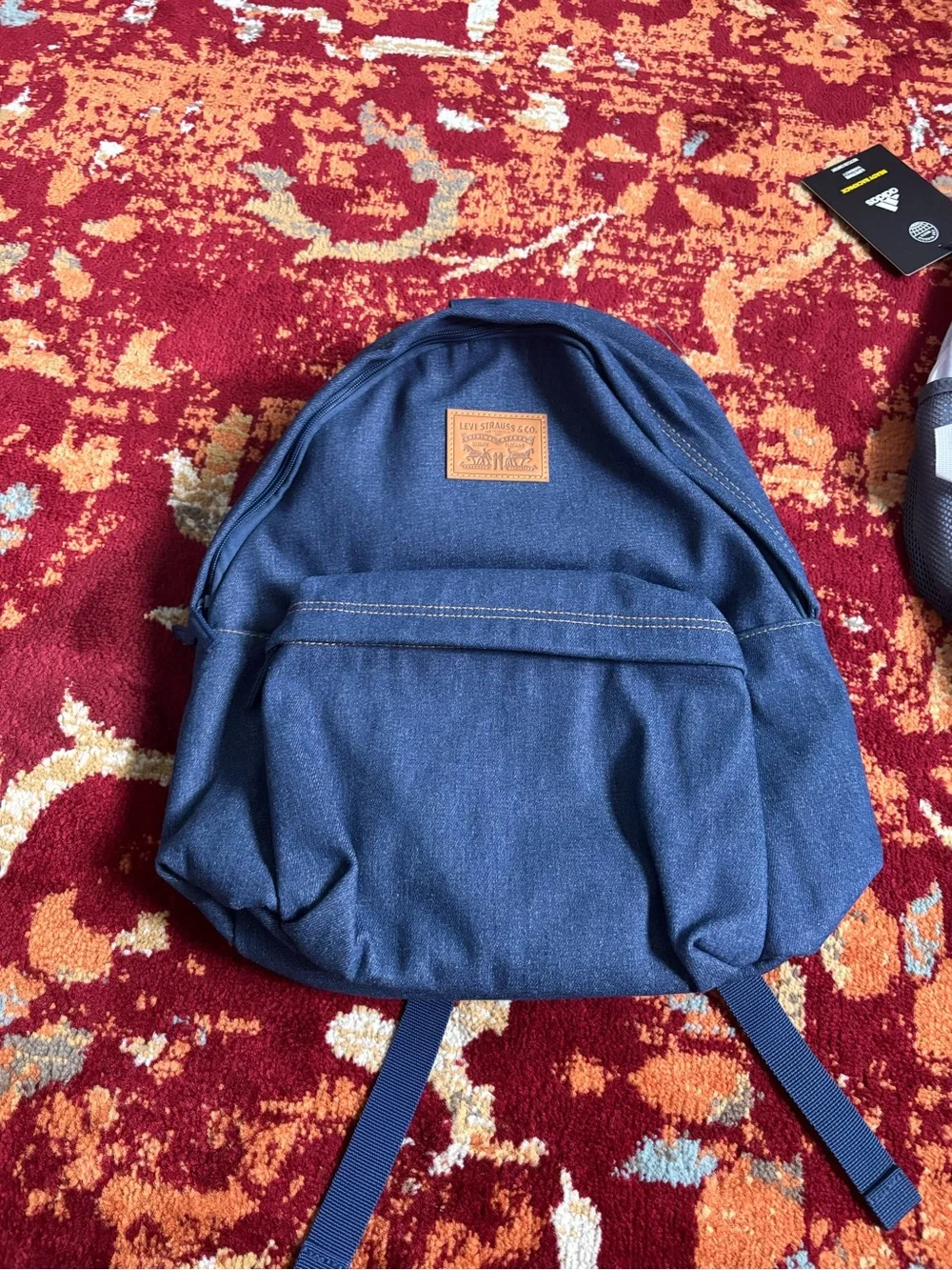 Levi's Navy Blue Kids Canvas Backpack with Leather Logo Patch